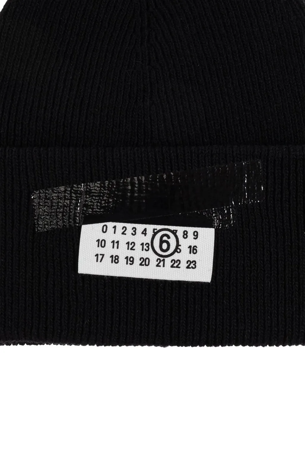 Mm6 Maison Margiela Logo Patch Ribbed Beanie