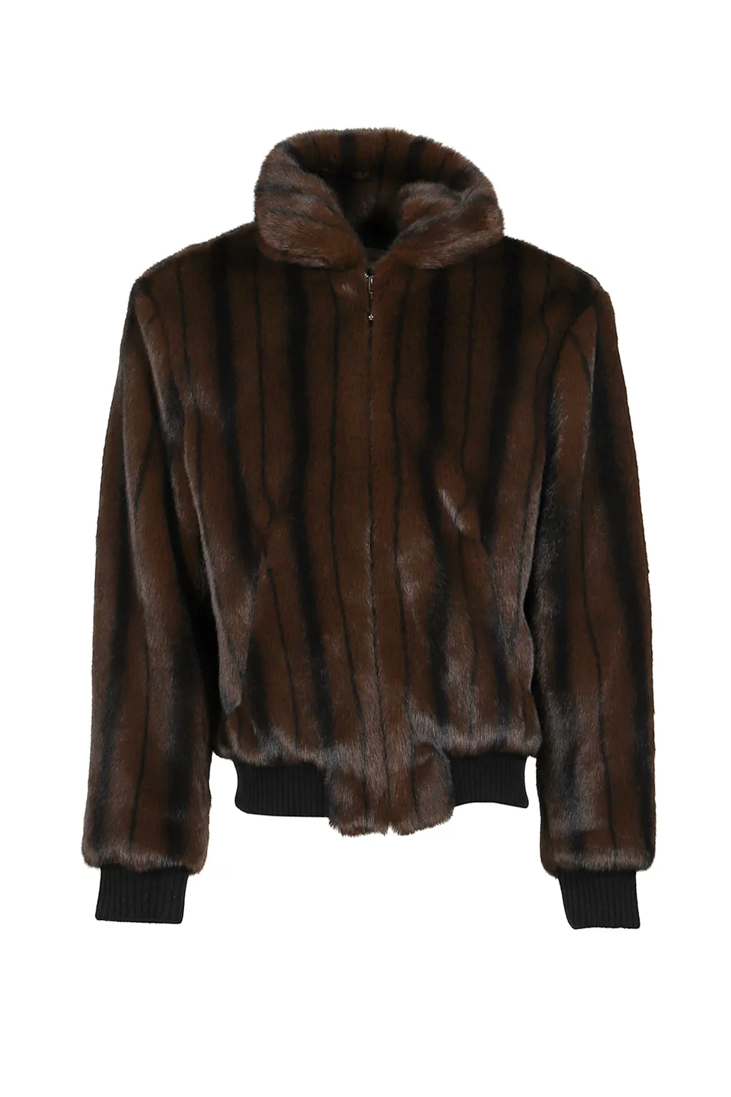 Faux-Mink Harrington Jacket / Blk Brw