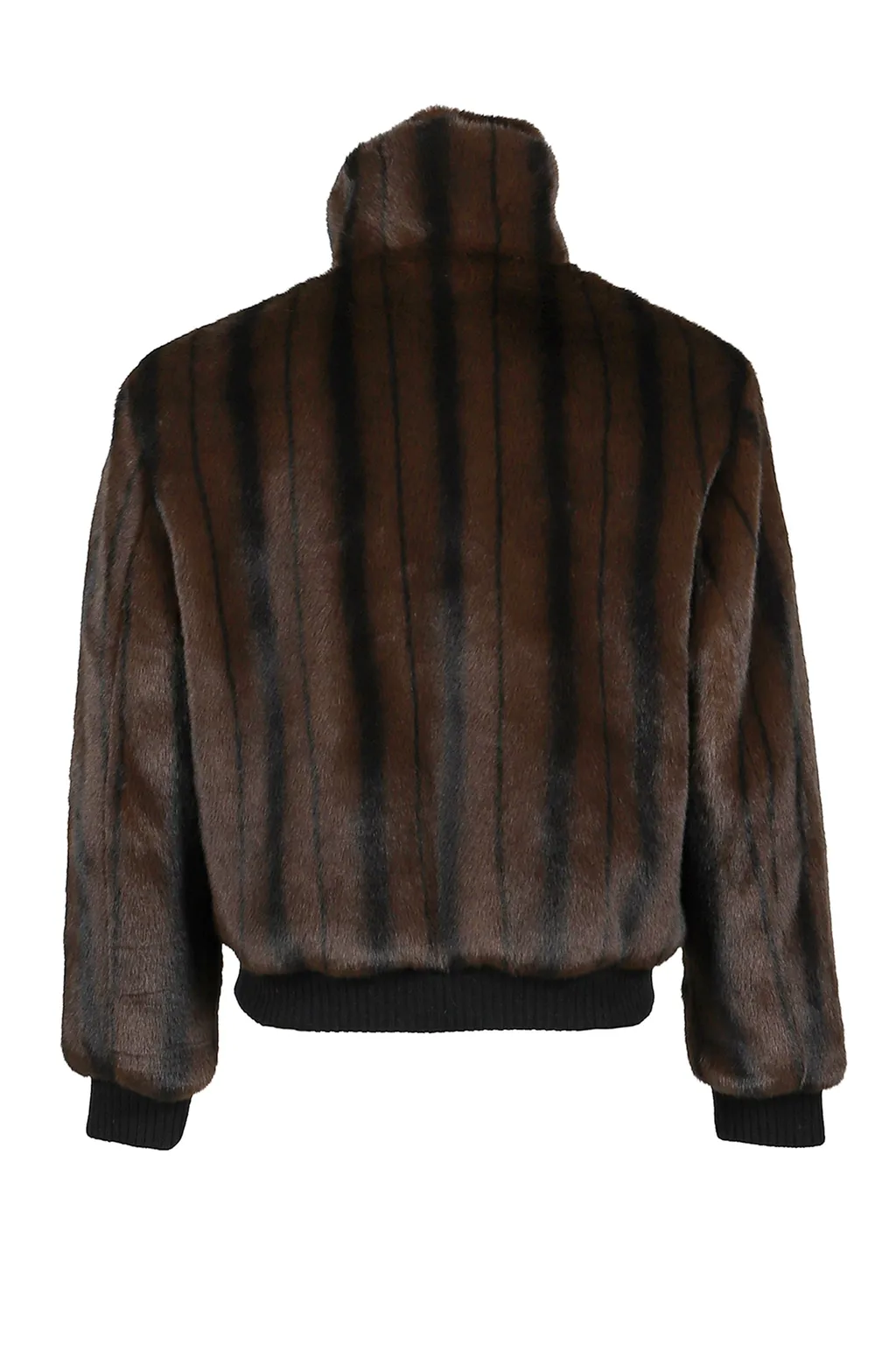 Faux-Mink Harrington Jacket / Blk Brw