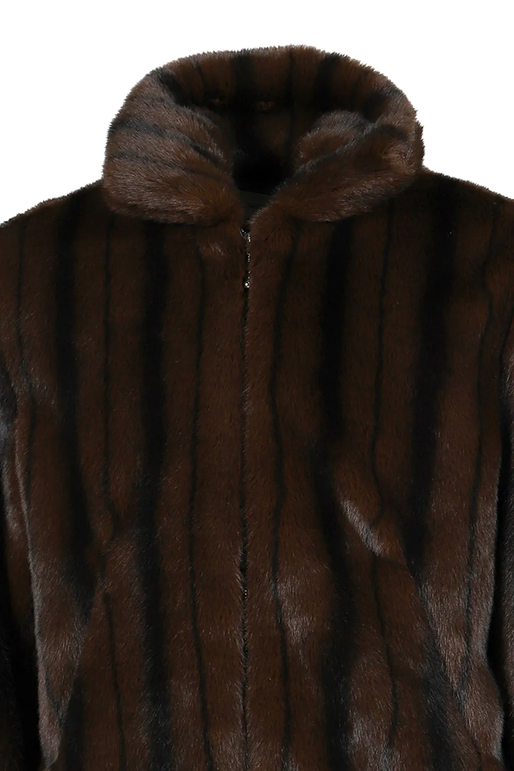 Faux-Mink Harrington Jacket / Blk Brw