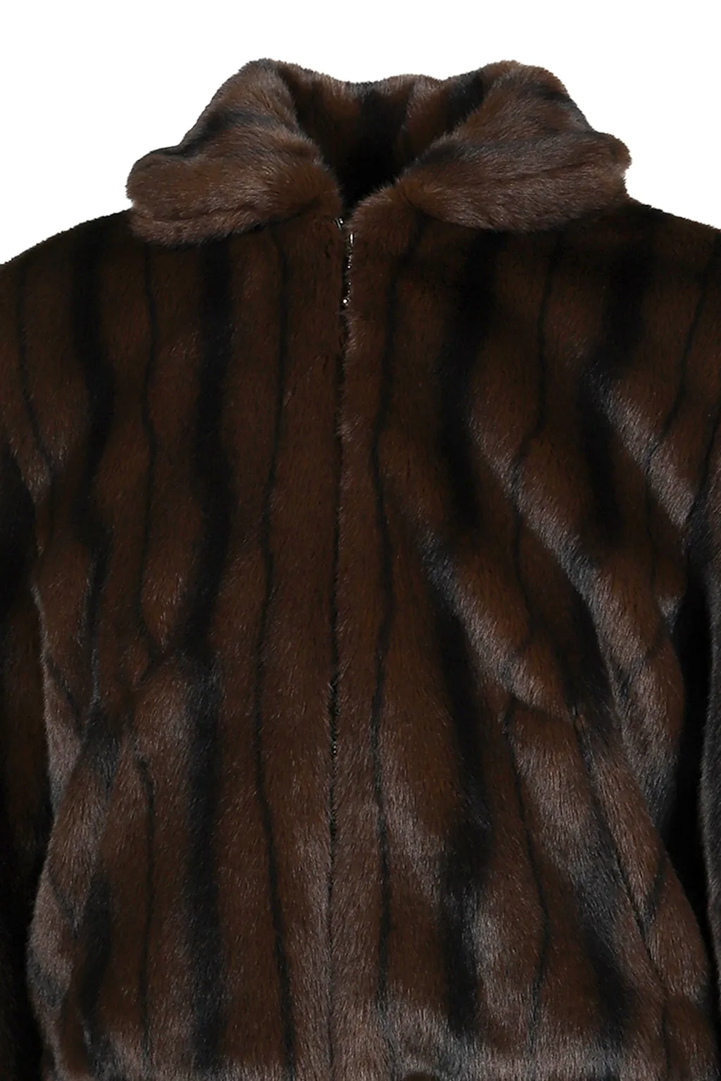 Faux-Mink Harrington Jacket / Blk Brw
