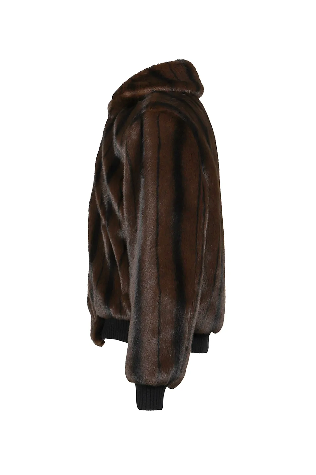 Faux-Mink Harrington Jacket / Blk Brw
