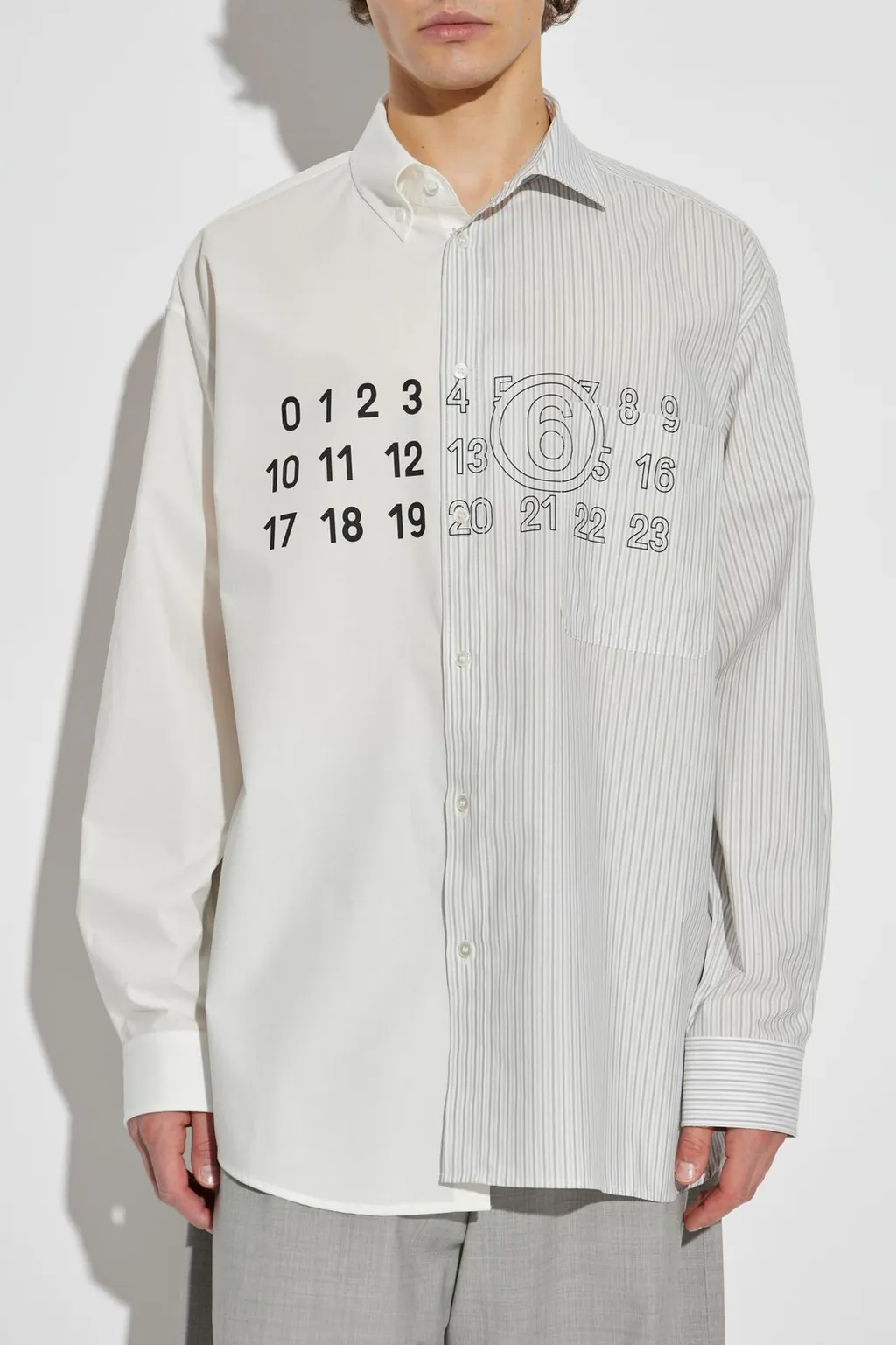 Mm6 Maison Margiela Panelled Stripe Detailed Long-Sleeve Shirt