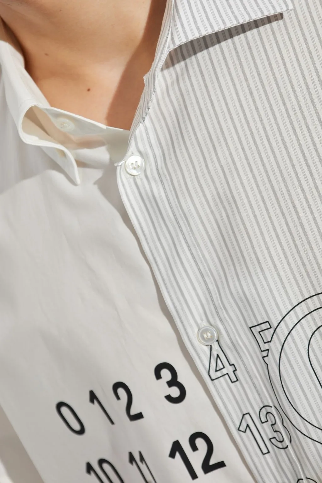 Mm6 Maison Margiela Panelled Stripe Detailed Long-Sleeve Shirt
