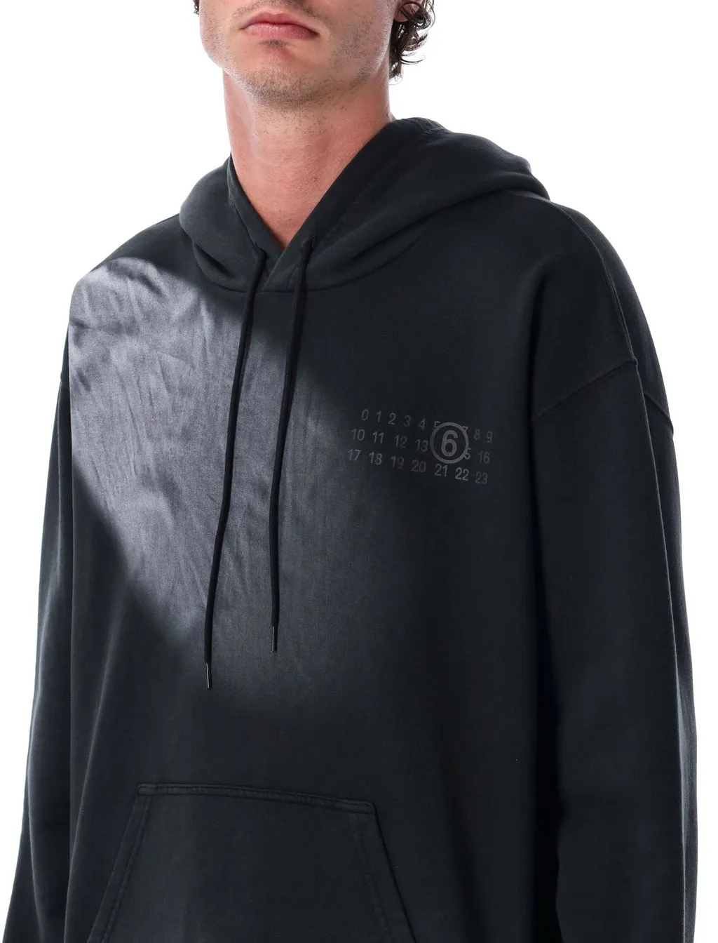 Mm6 Maison Margiela Logo Printed Drawstring Hoodie