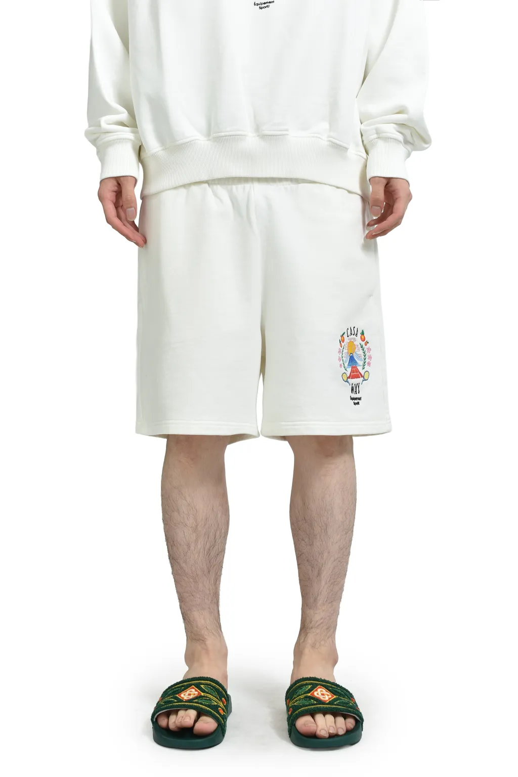 Casa Way Mountain Embroidered Sweatshorts / Wht