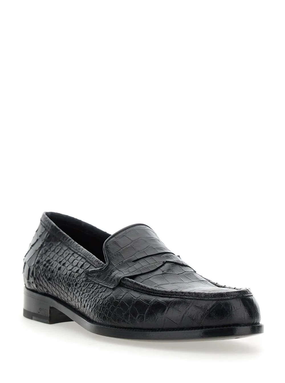 Lidfort Embossed Almond-Toe Loafers