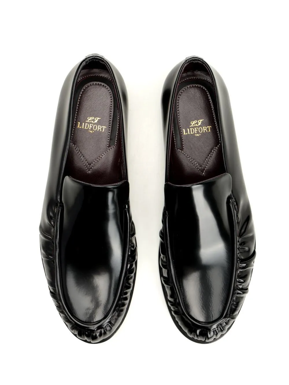 Lidfort Curled Toe Leather Loafers