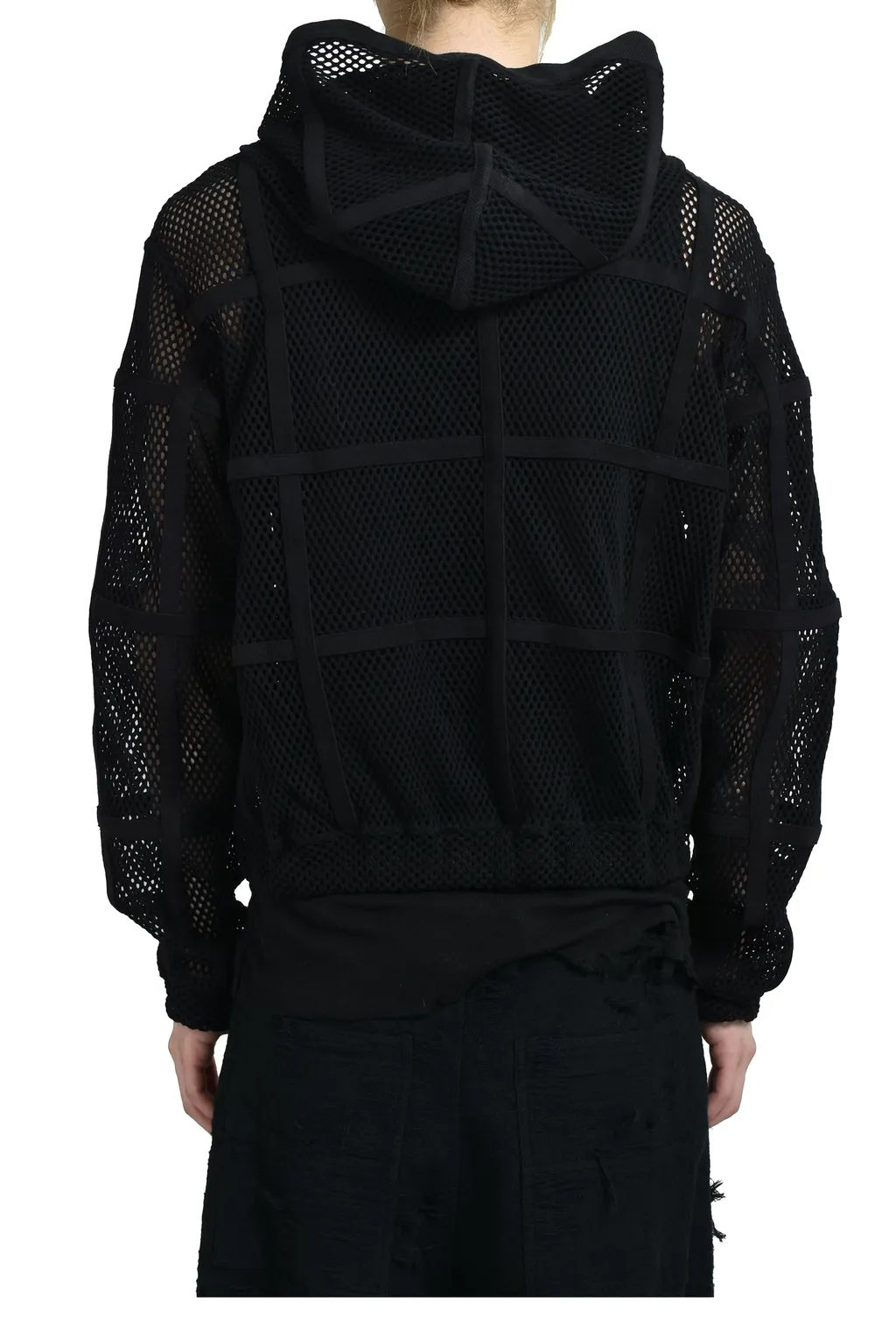 Prisoner Mesh Zip Up Hoodie / Blk