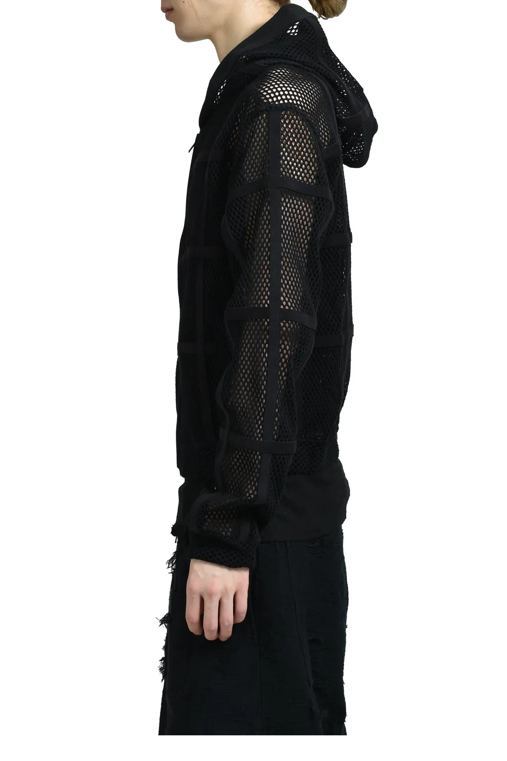 Prisoner Mesh Zip Up Hoodie / Blk