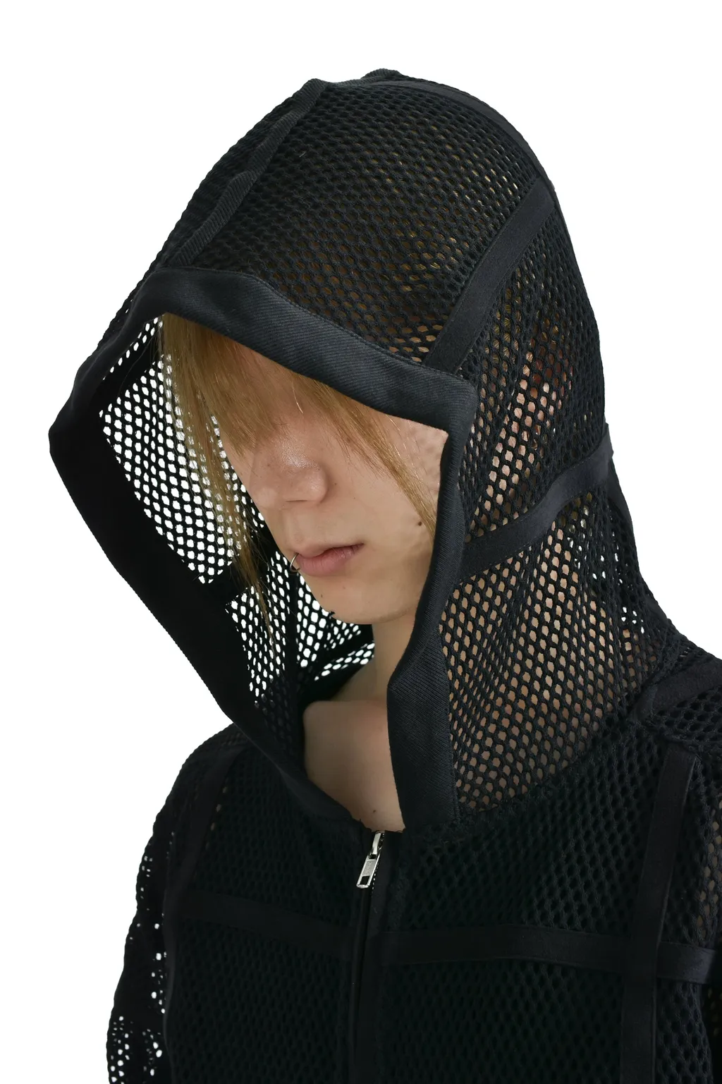 Prisoner Mesh Zip Up Hoodie / Blk