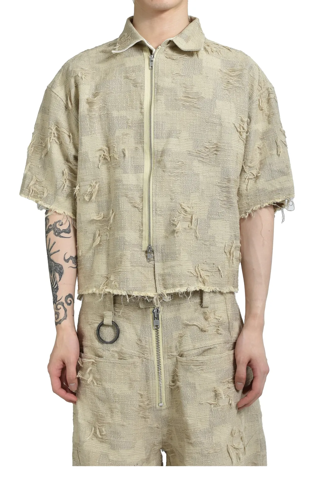 Oversized Boro Jacquard Shirts / Dusty Bei