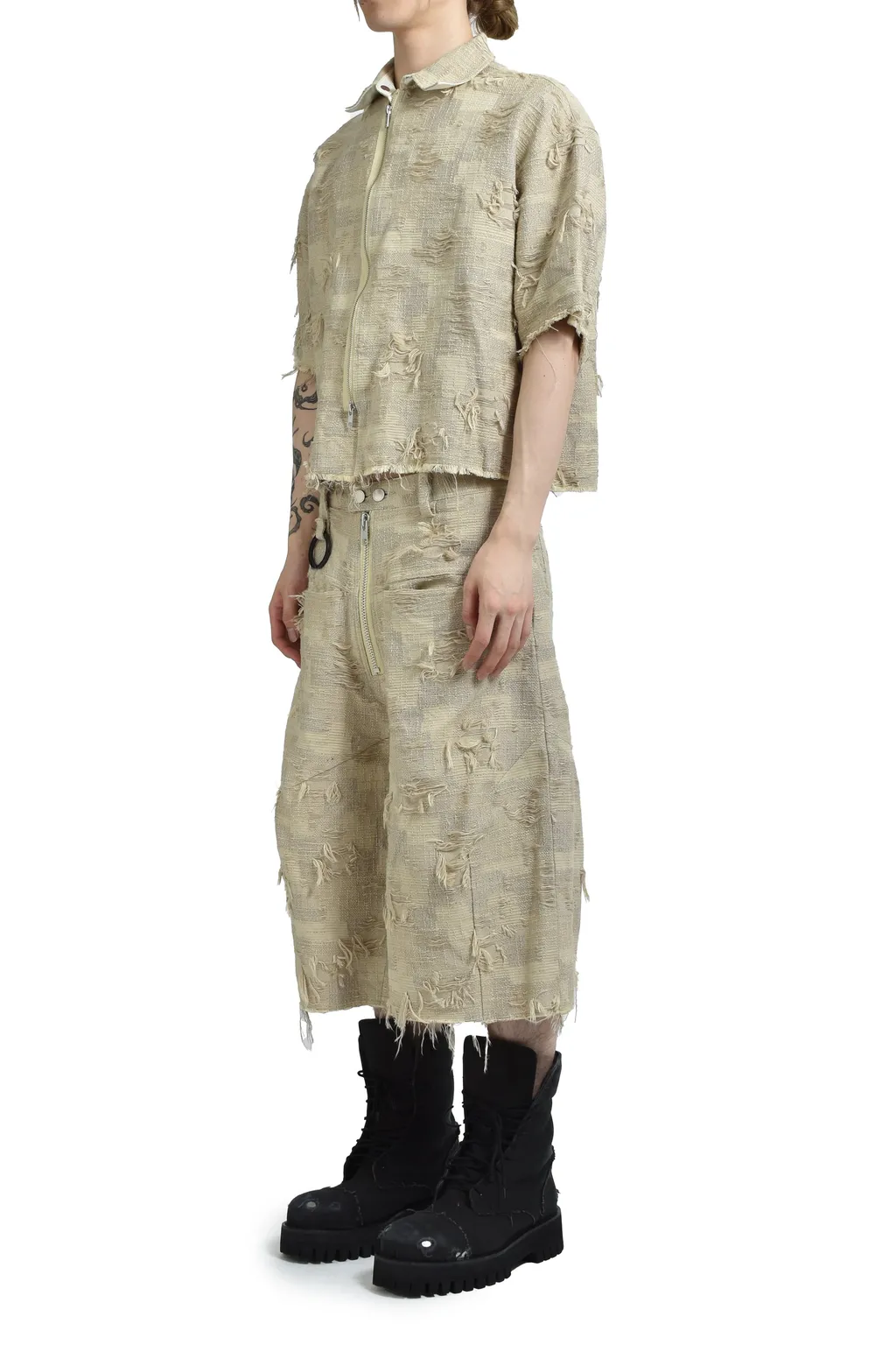 Oversized Boro Jacquard Shirts / Dusty Bei