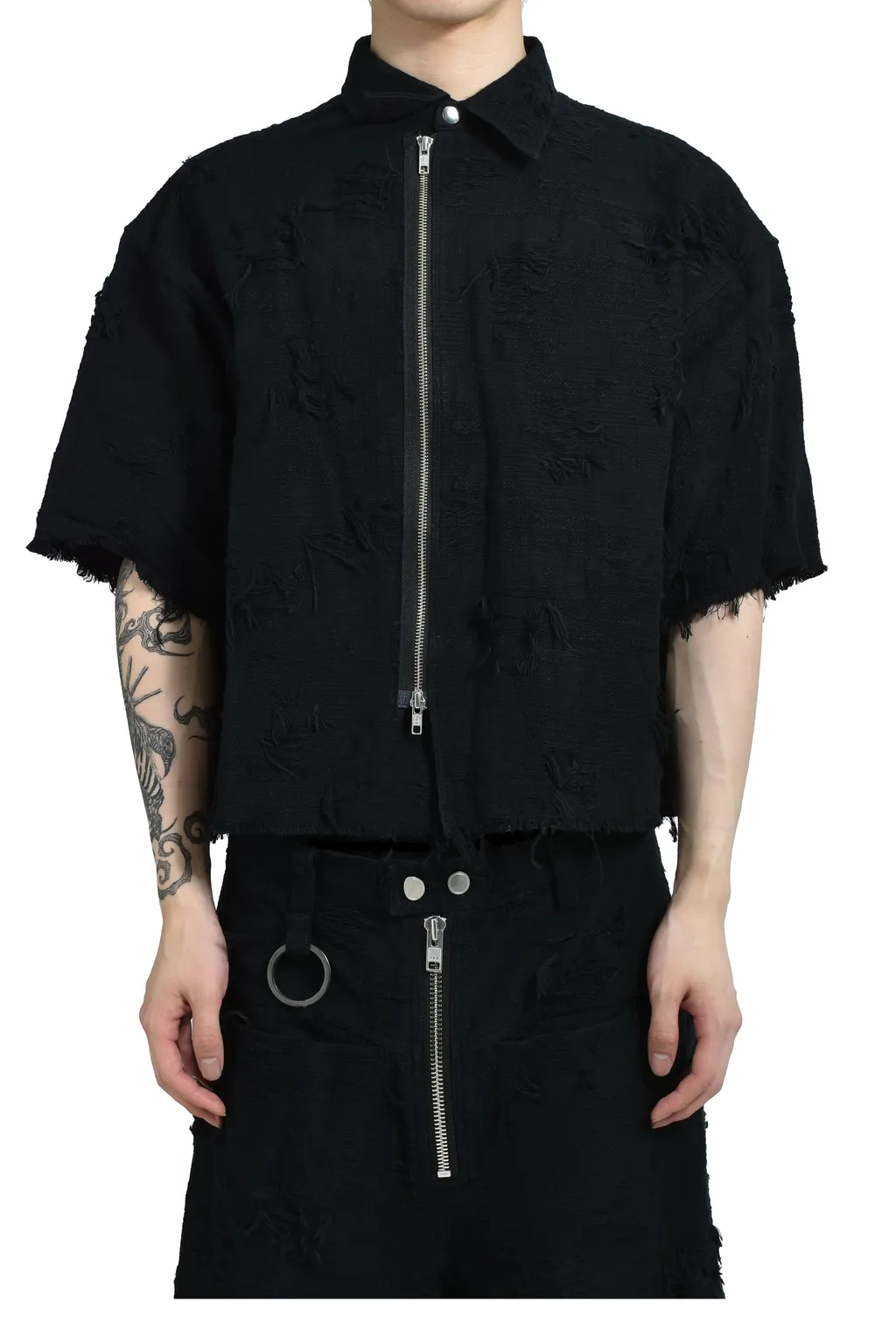 Oversized Boro Jacquard Shirts / Blk