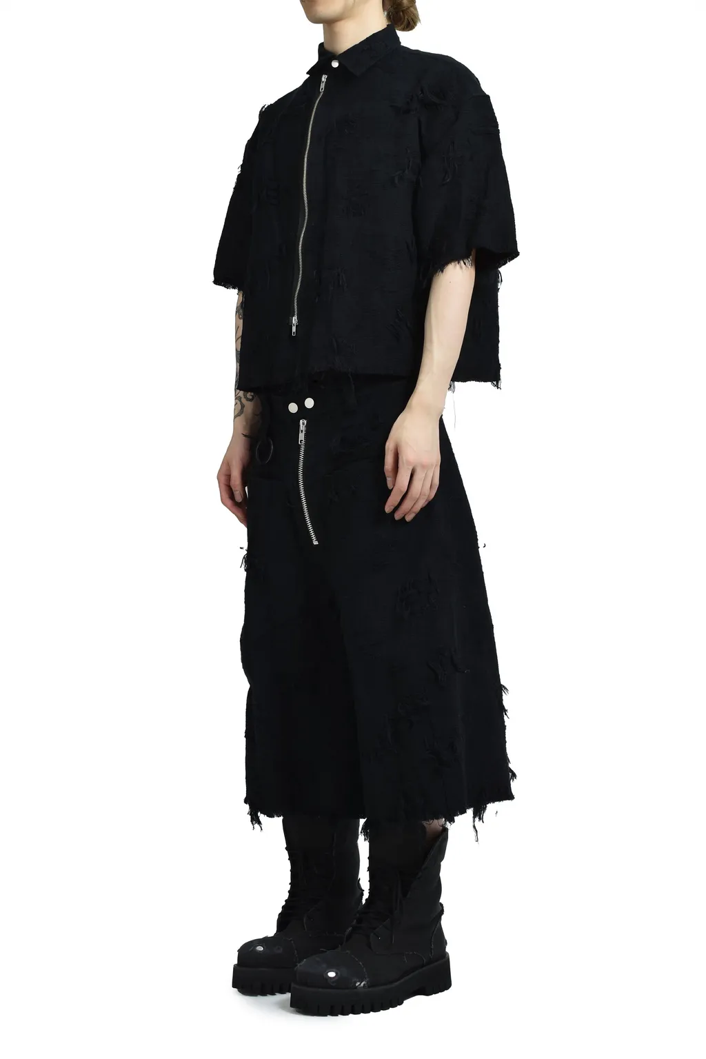 Oversized Boro Jacquard Shirts / Blk
