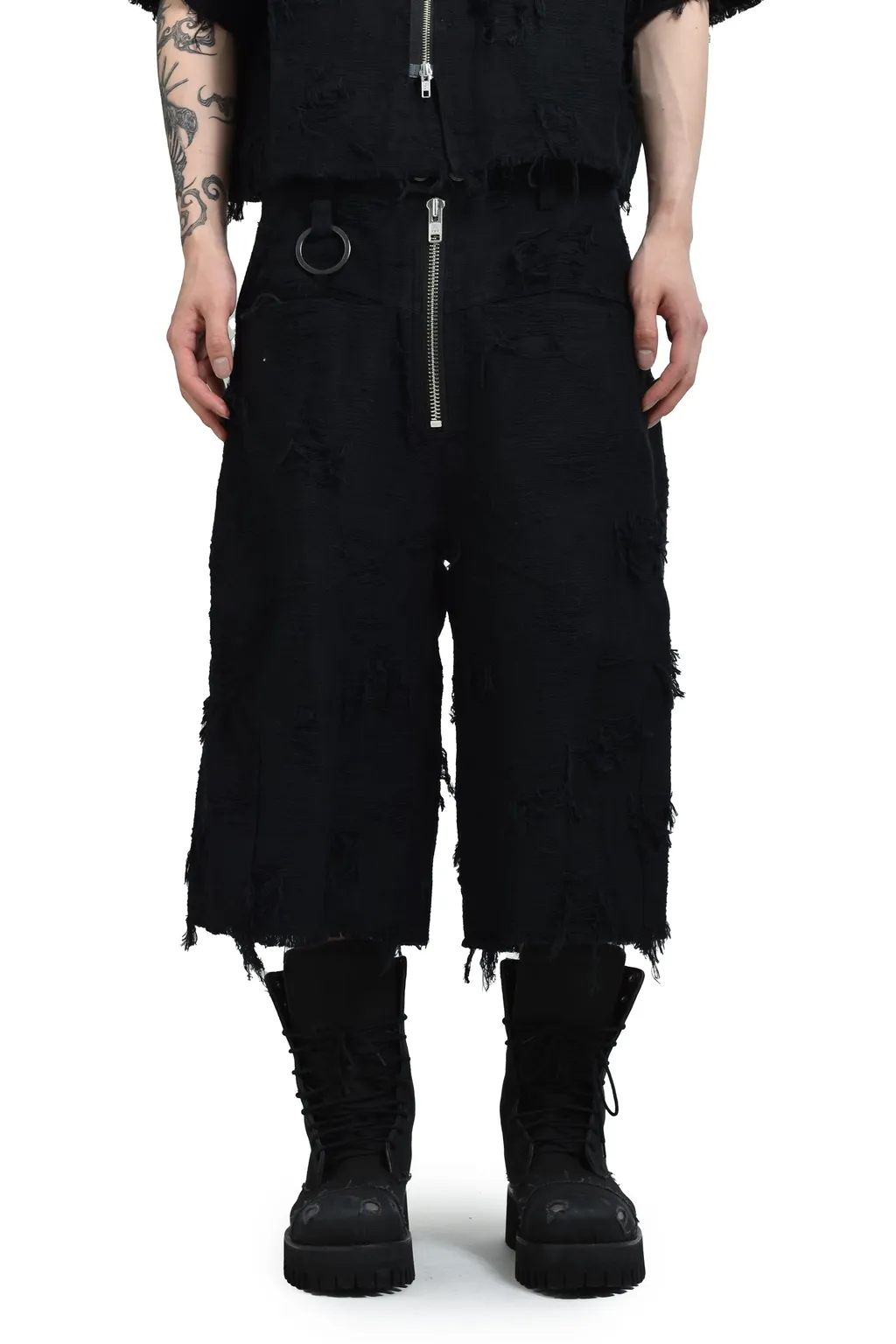 Boro Jacquard Baggy Shorts / Blk