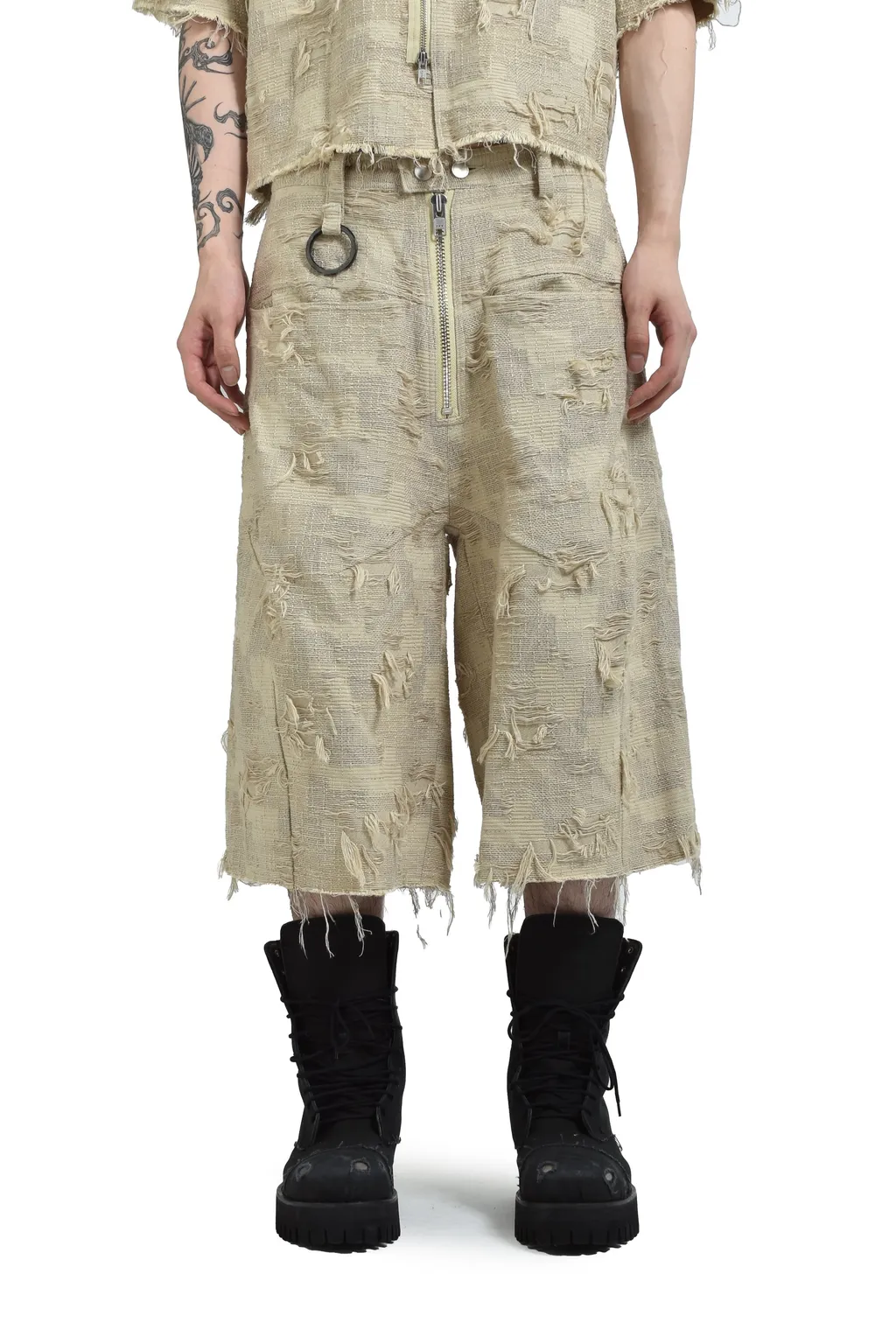 Boro Jacquard Baggy Shorts / Dusty Bei