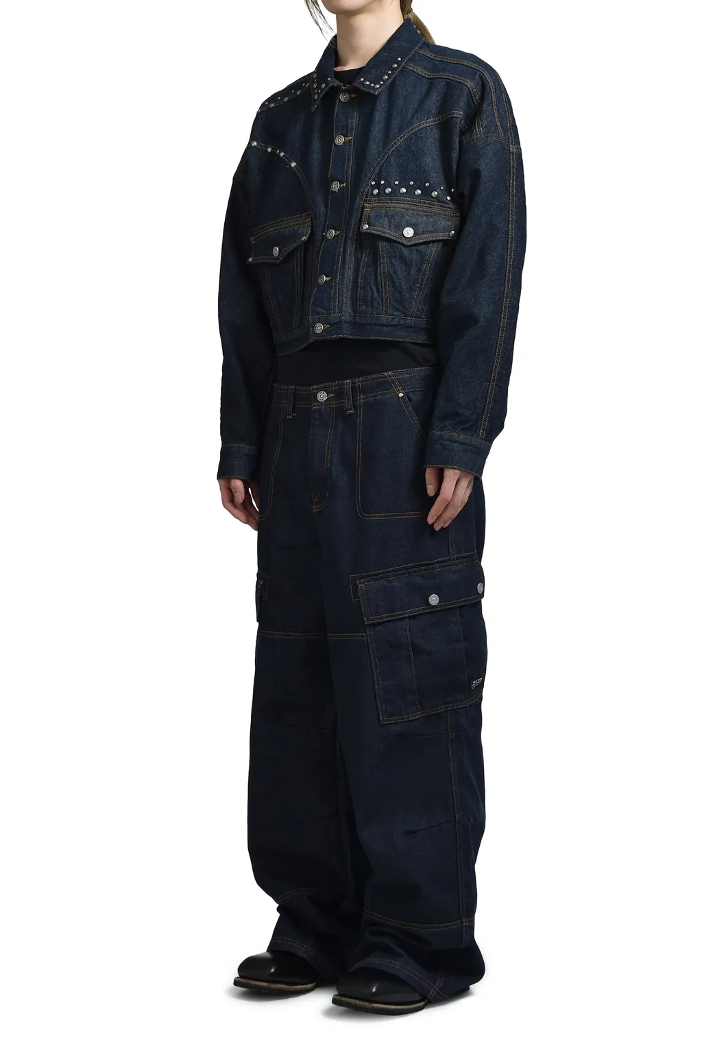 Liam Stud Denim Jacket / Deep Blu