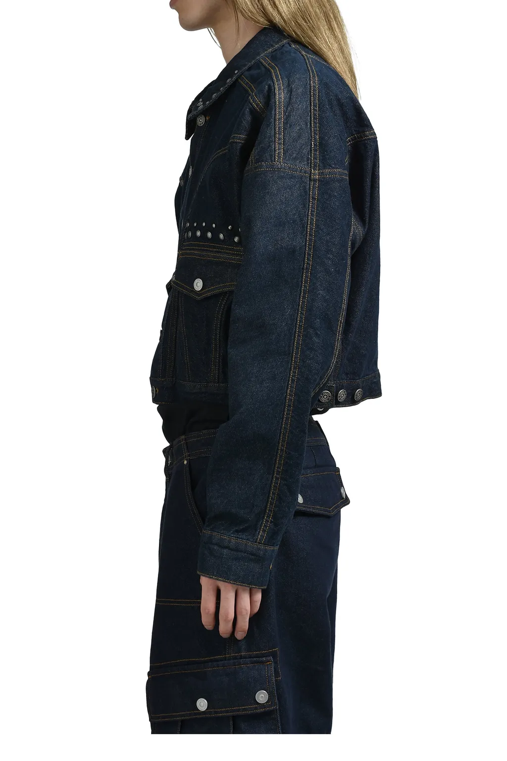 Liam Stud Denim Jacket / Deep Blu