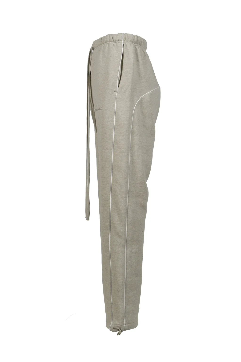 Relaxed Fleece Sweatpant With Piping / Heather Stone/Cloud Wht