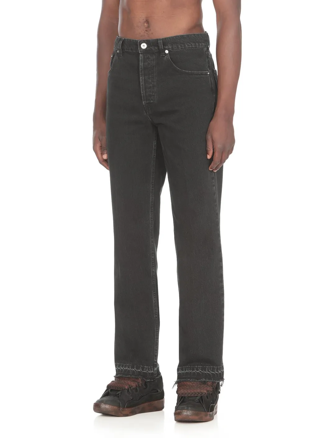 Lanvin Logo Patch Straight Leg Jeans