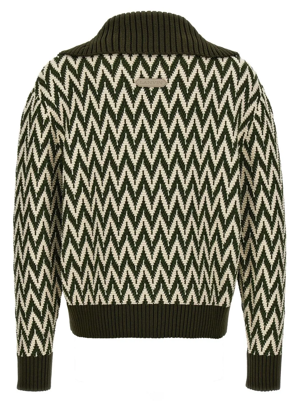 Lanvin Curb Herringbone Zip-Up Cardigan