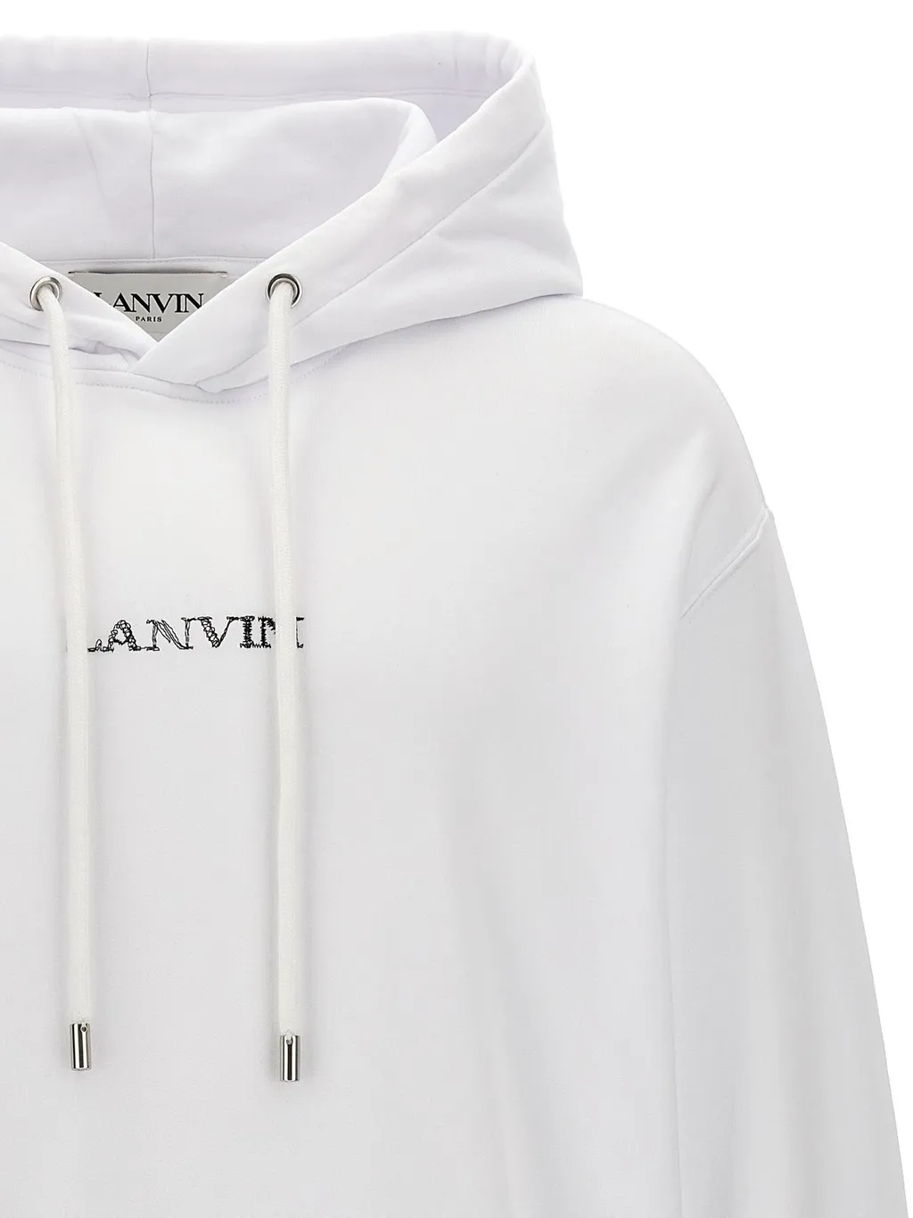 Lanvin Logo Embroidered Drawstring Hoodie