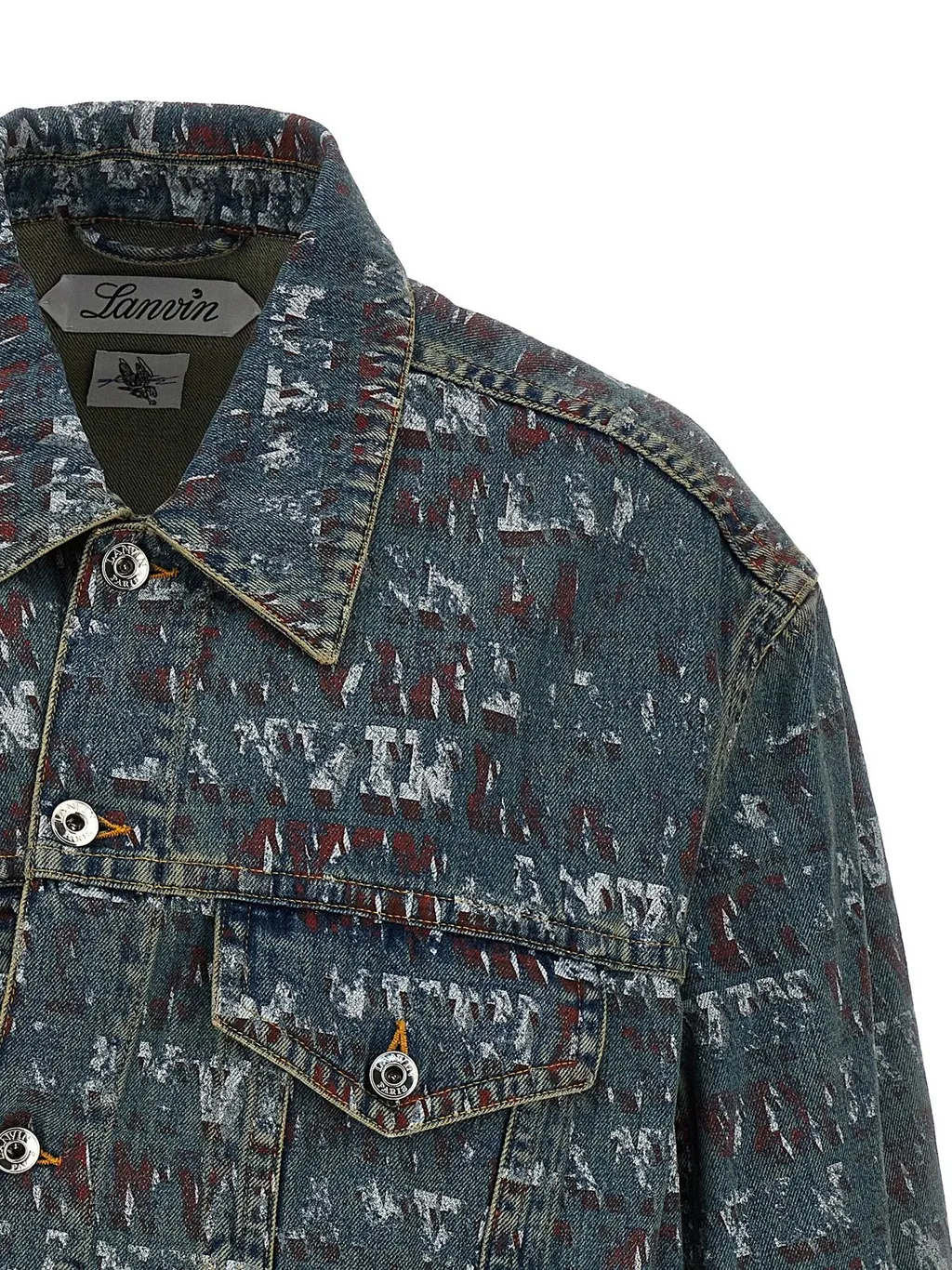 Lanvin All-Over Logo Printed Denim Jacket