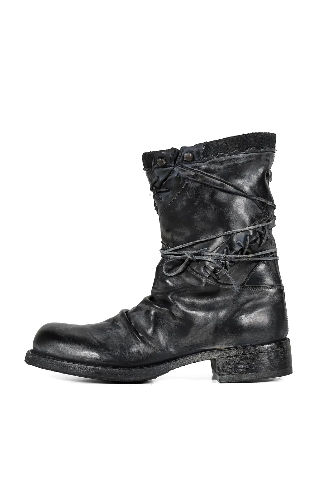 Leather Boxing Combat Boot / Blk