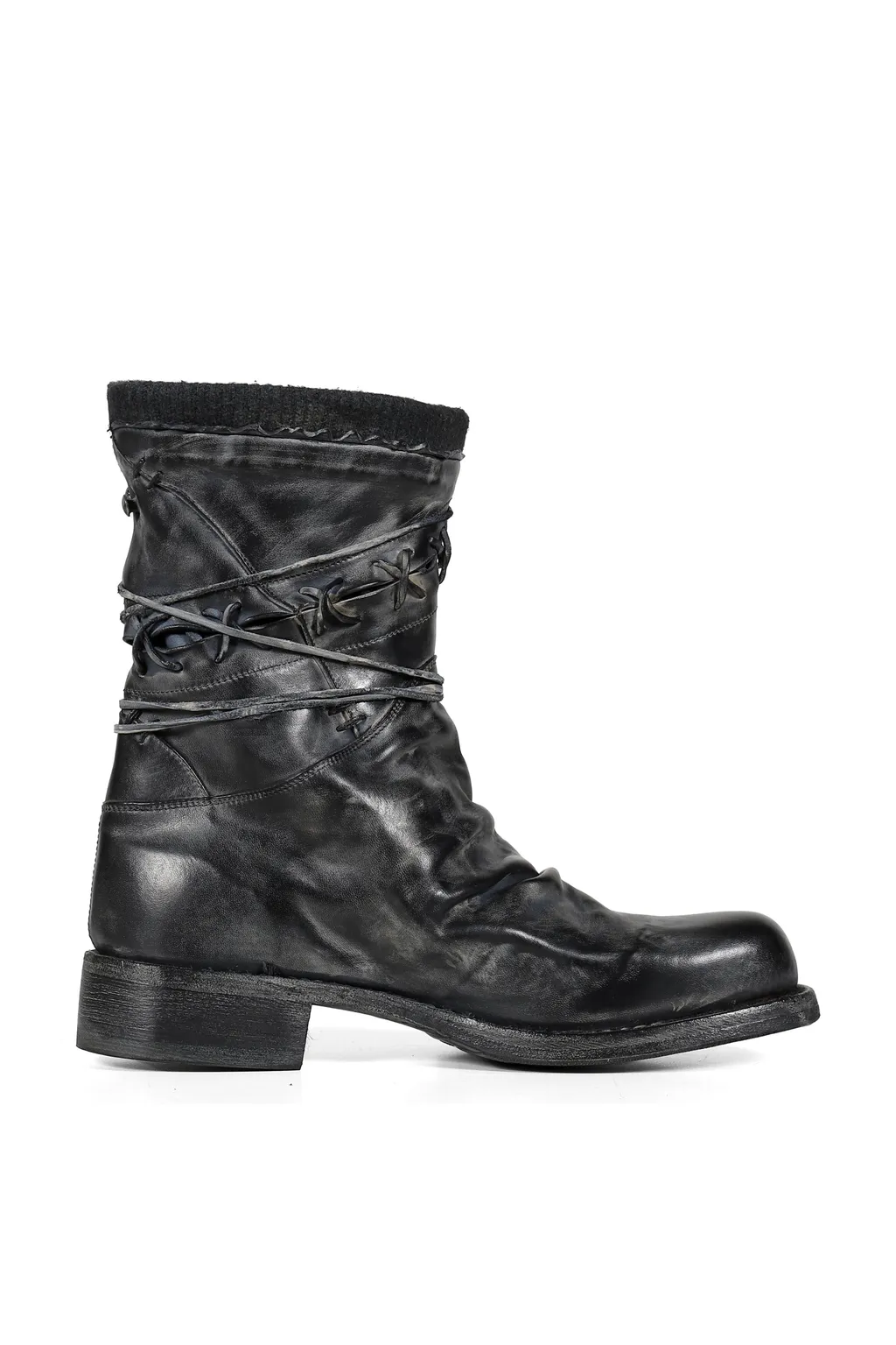 Leather Boxing Combat Boot / Blk