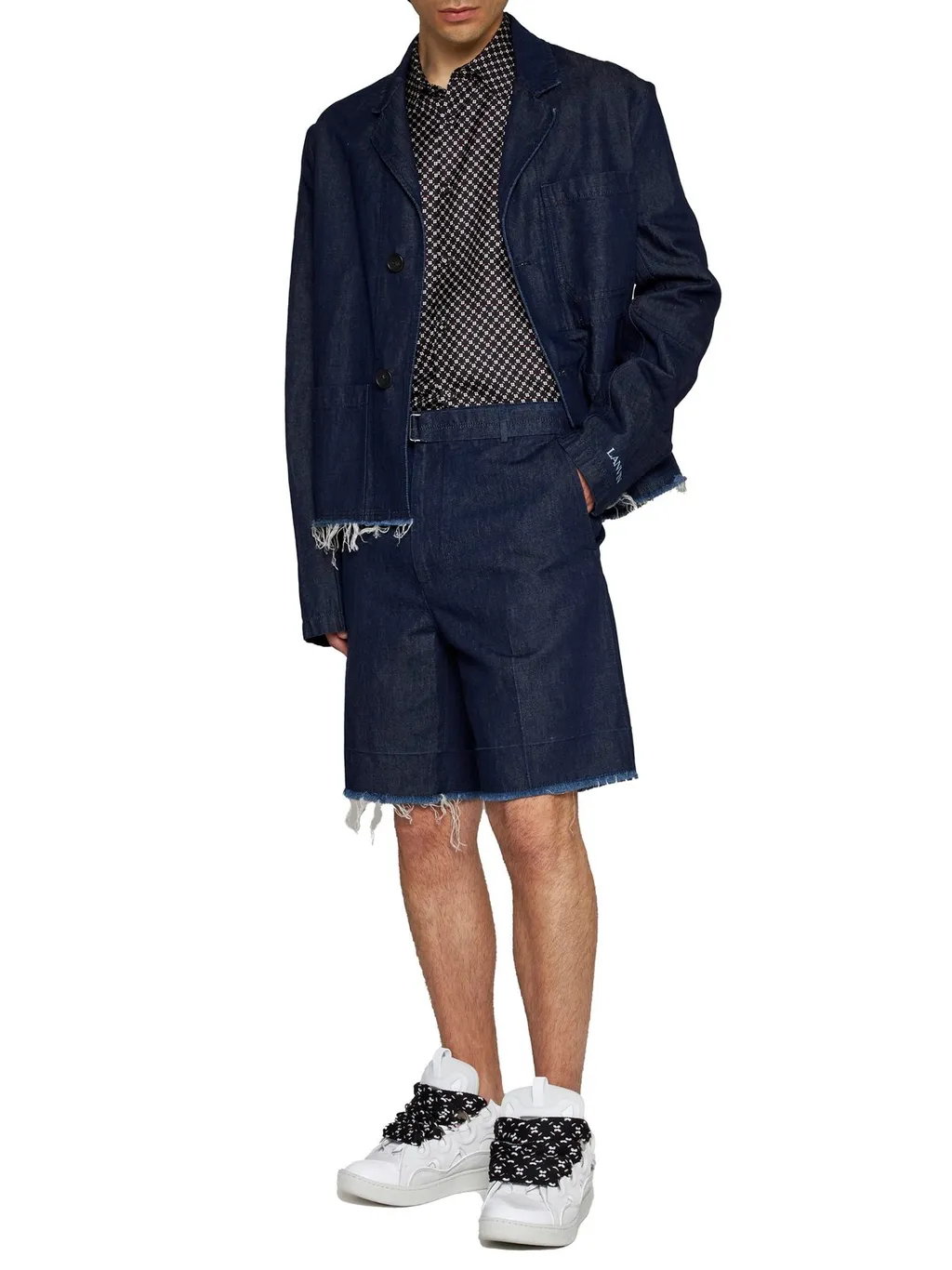 Lanvin Mid-Rise Frayed Denim Shorts