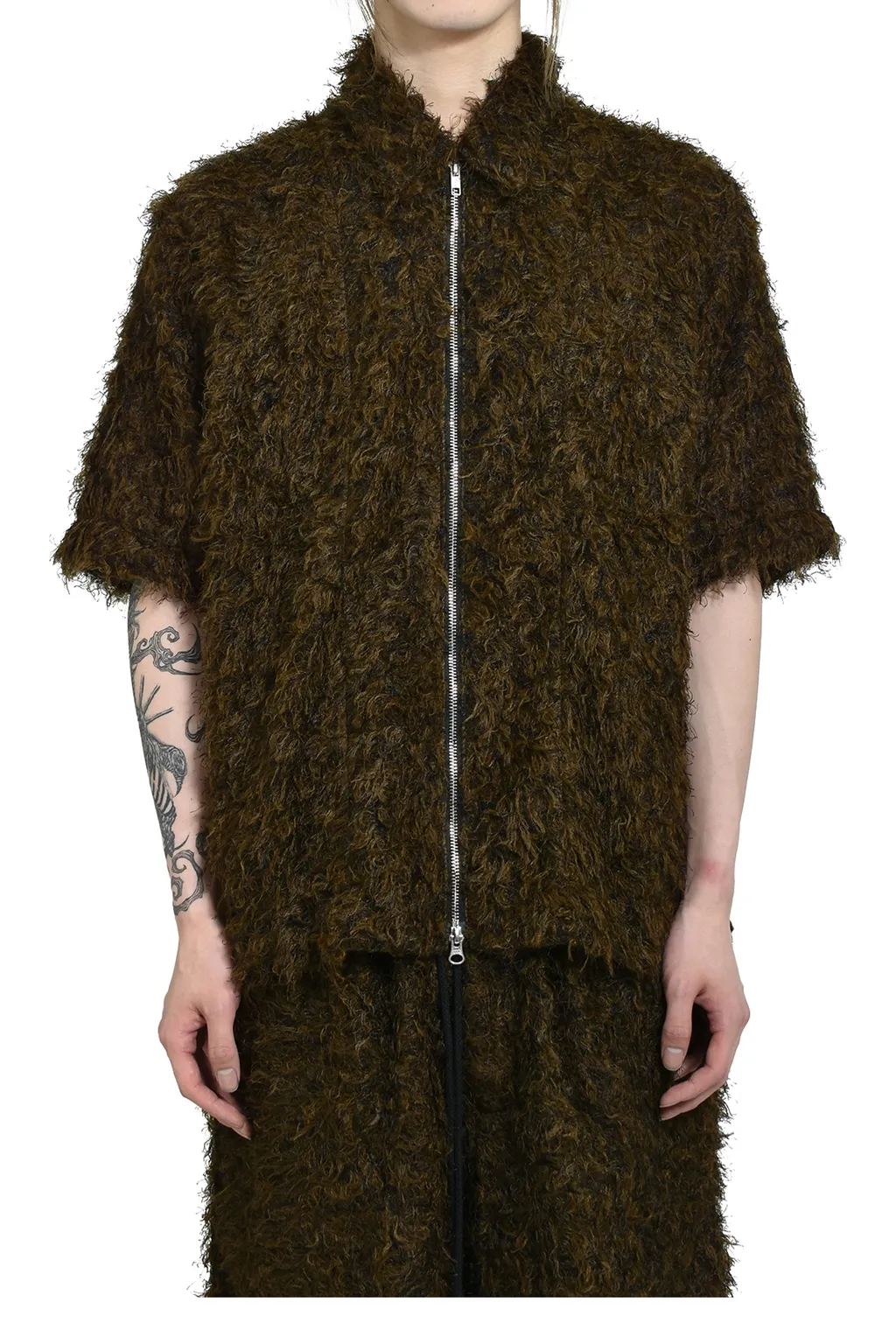 Zip Up Box Shirt / Black / Brw