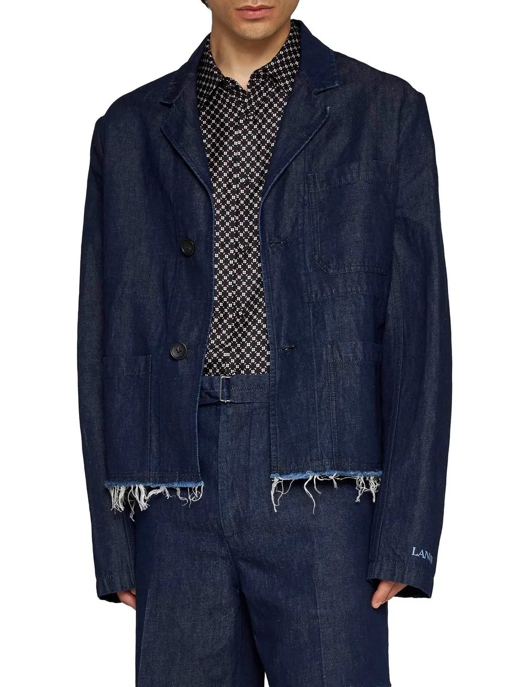 Lanvin Distressed Button-Up Denim Jacket