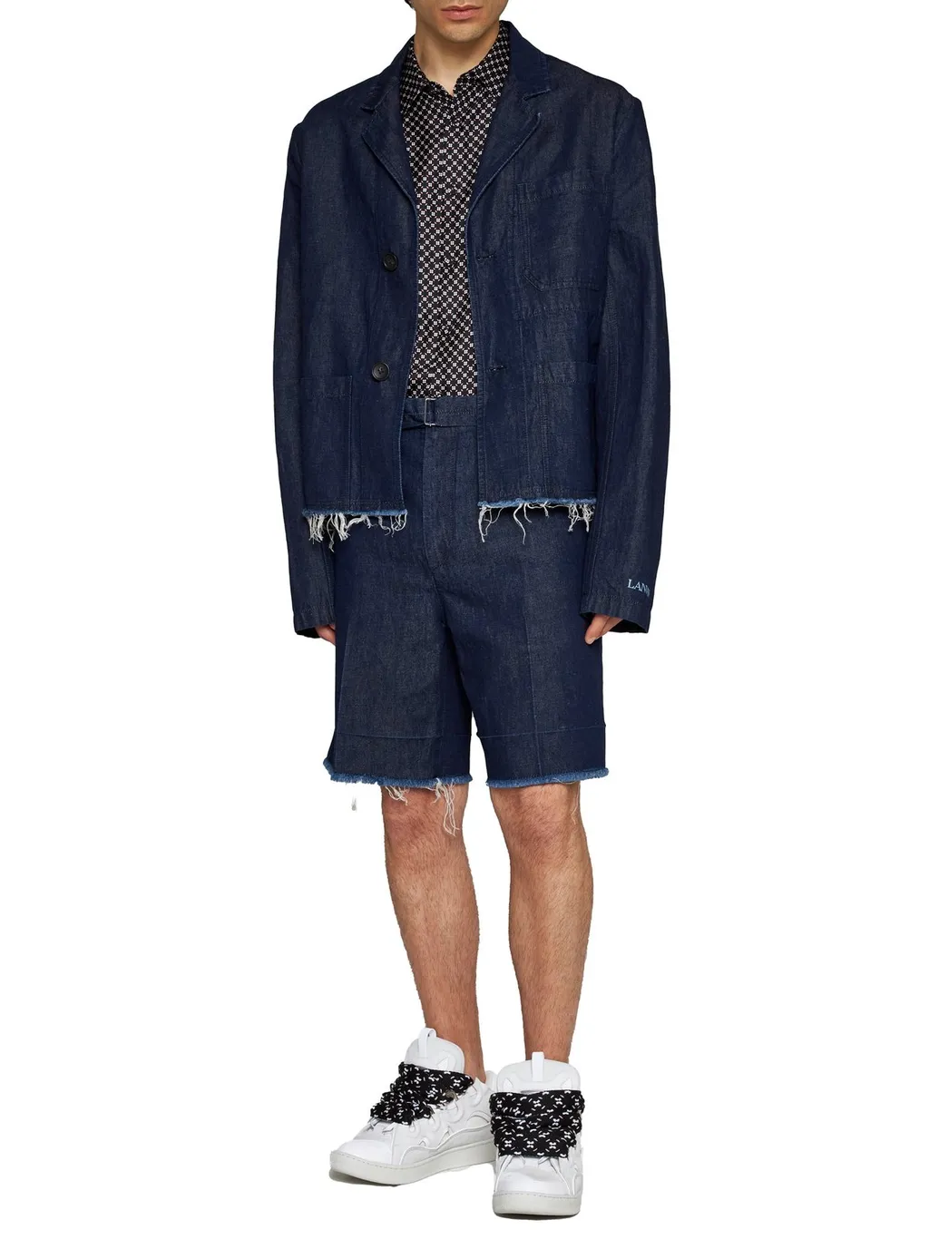 Lanvin Distressed Button-Up Denim Jacket