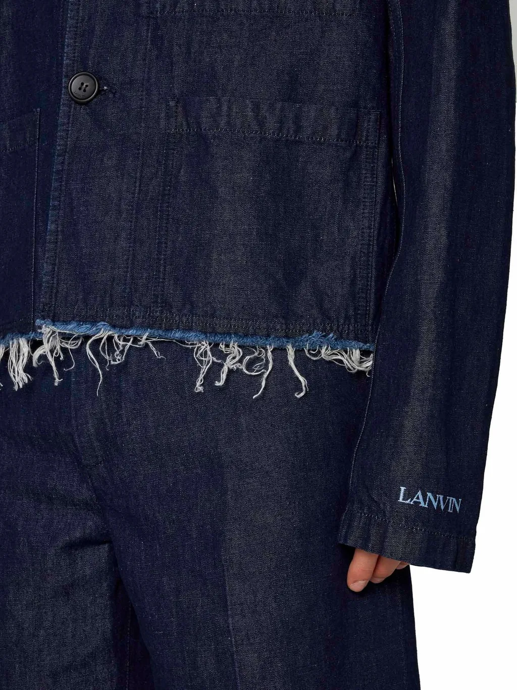 Lanvin Distressed Button-Up Denim Jacket