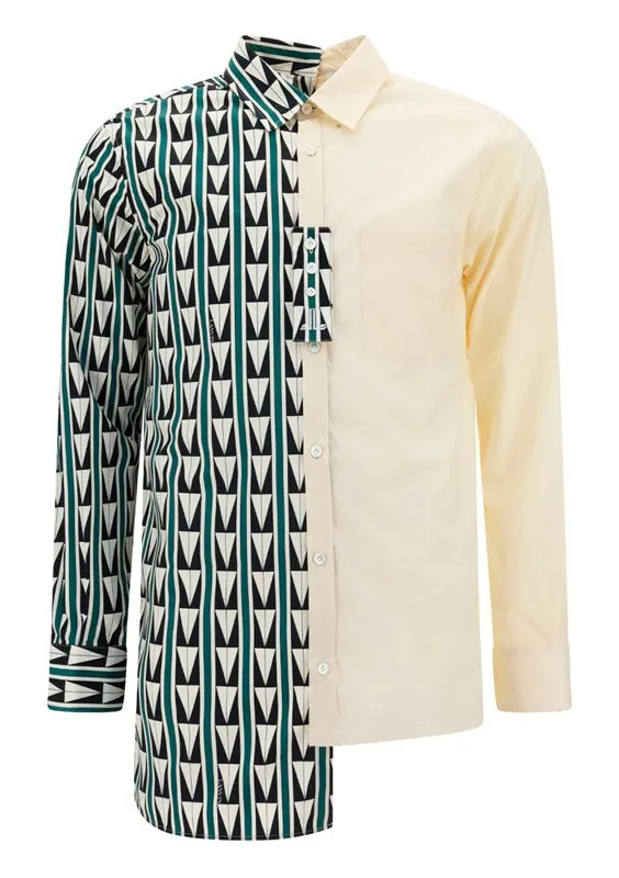 Lanvin Geometric Printed Raw Cut Hem Shirt