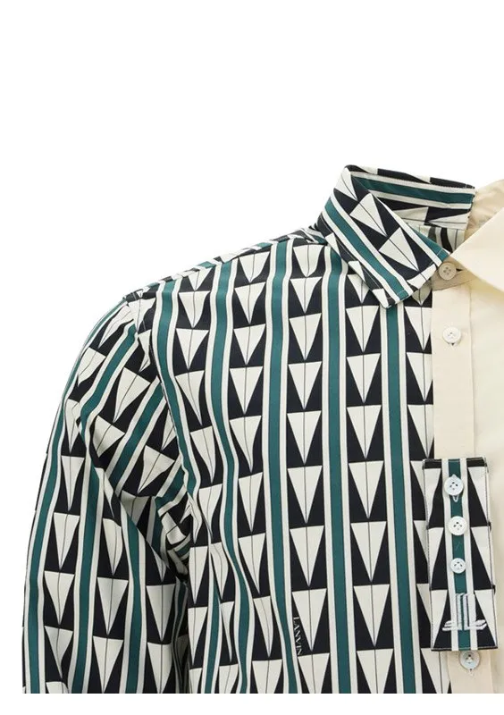 Lanvin Geometric Printed Raw Cut Hem Shirt