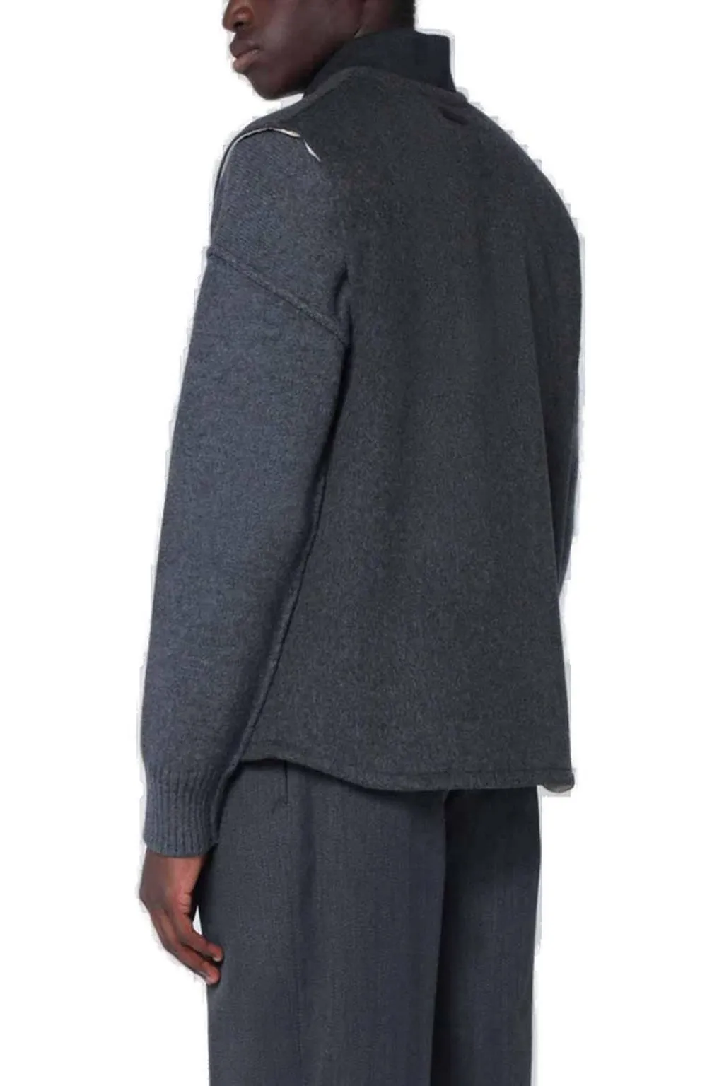 Lardini Logo Patch Zip-Up Sleeveless Vest