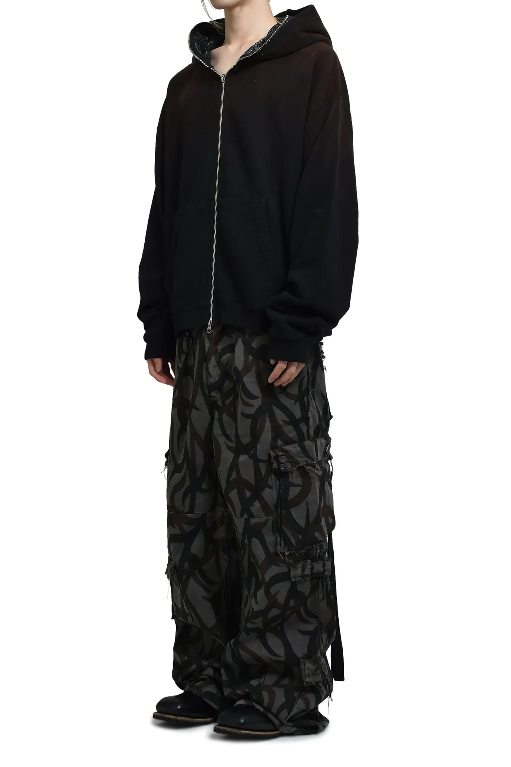 Camo Face Full Zip Hoodie / Blk