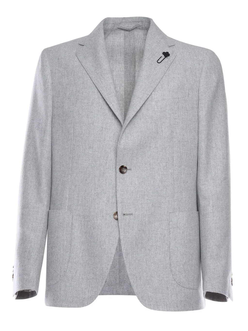 Lardini Brooch-Detail Single-Breasted Blazer