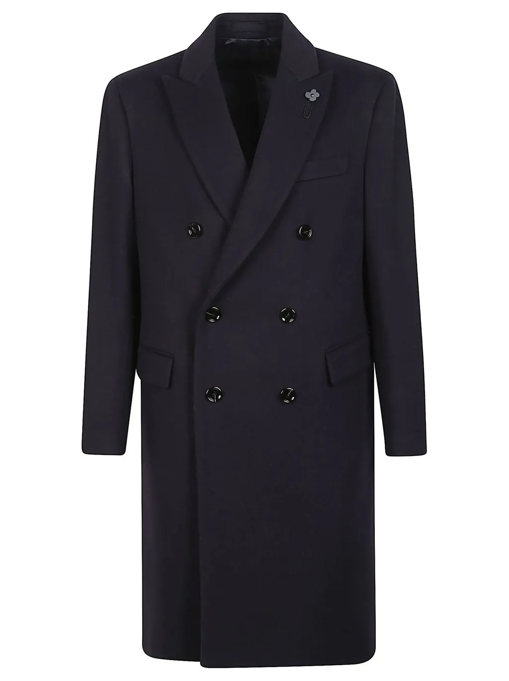 Lardini Double Breasted Brooch Detailed Coat