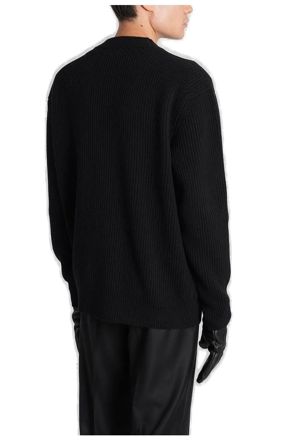 Lardini V-Neck Ribbed-Knit Buttoned Cardigan