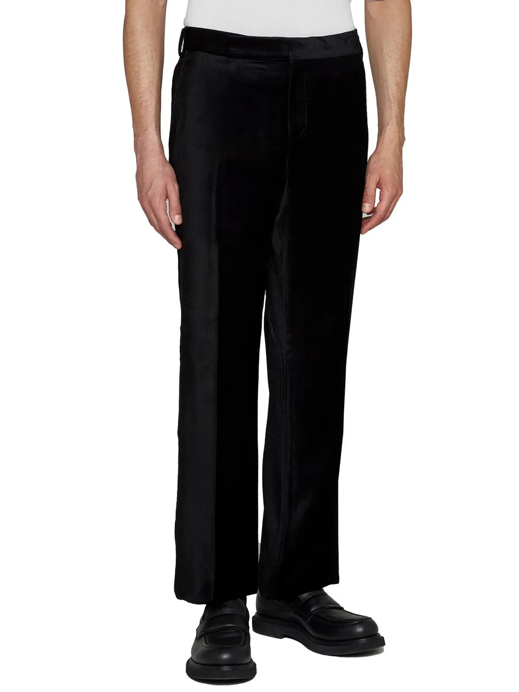 Lardini Velvet Mid-Rise Straight Leg Pants
