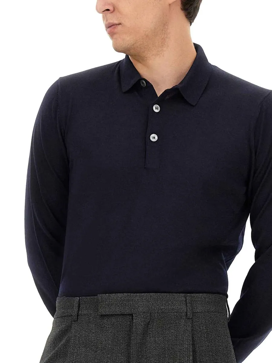 Lardini Long-Sleeved Knitted Polo Shirt