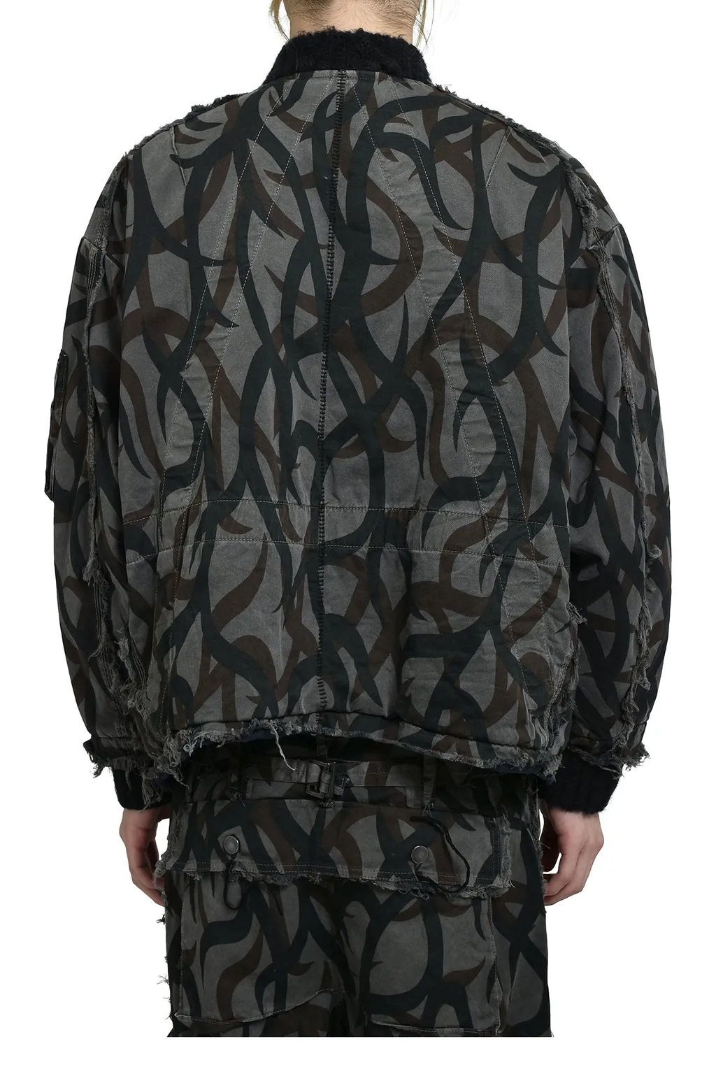 Slash Seam Tribal Camouflage Flight Jacket / Blk