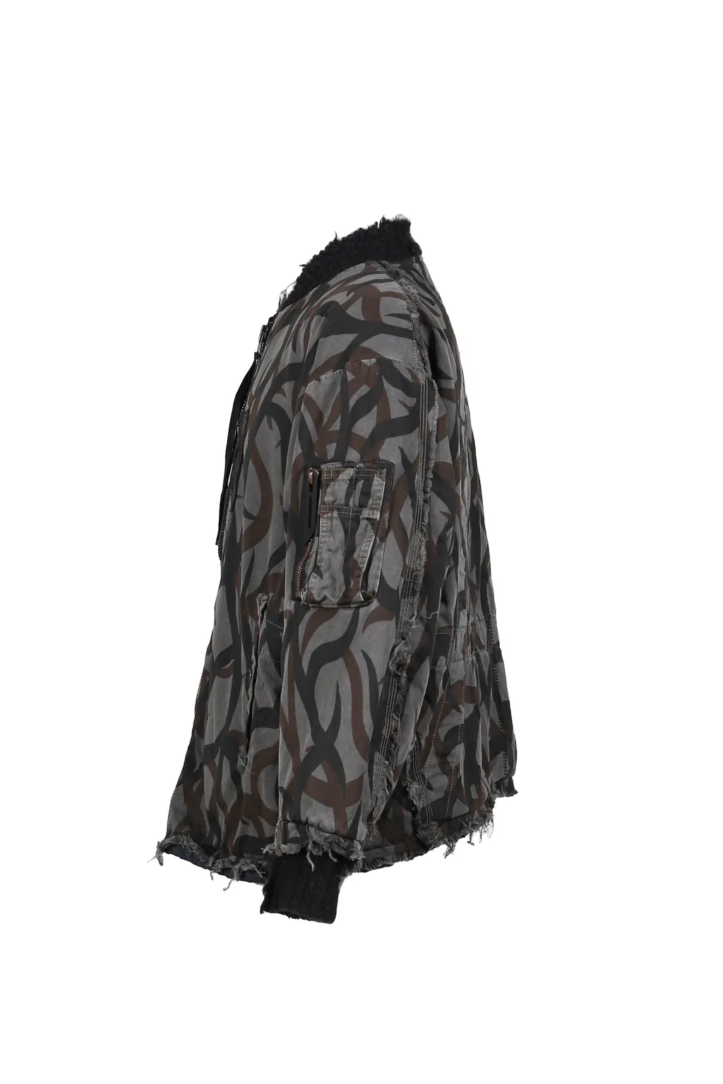 Slash Seam Tribal Camouflage Flight Jacket / Blk