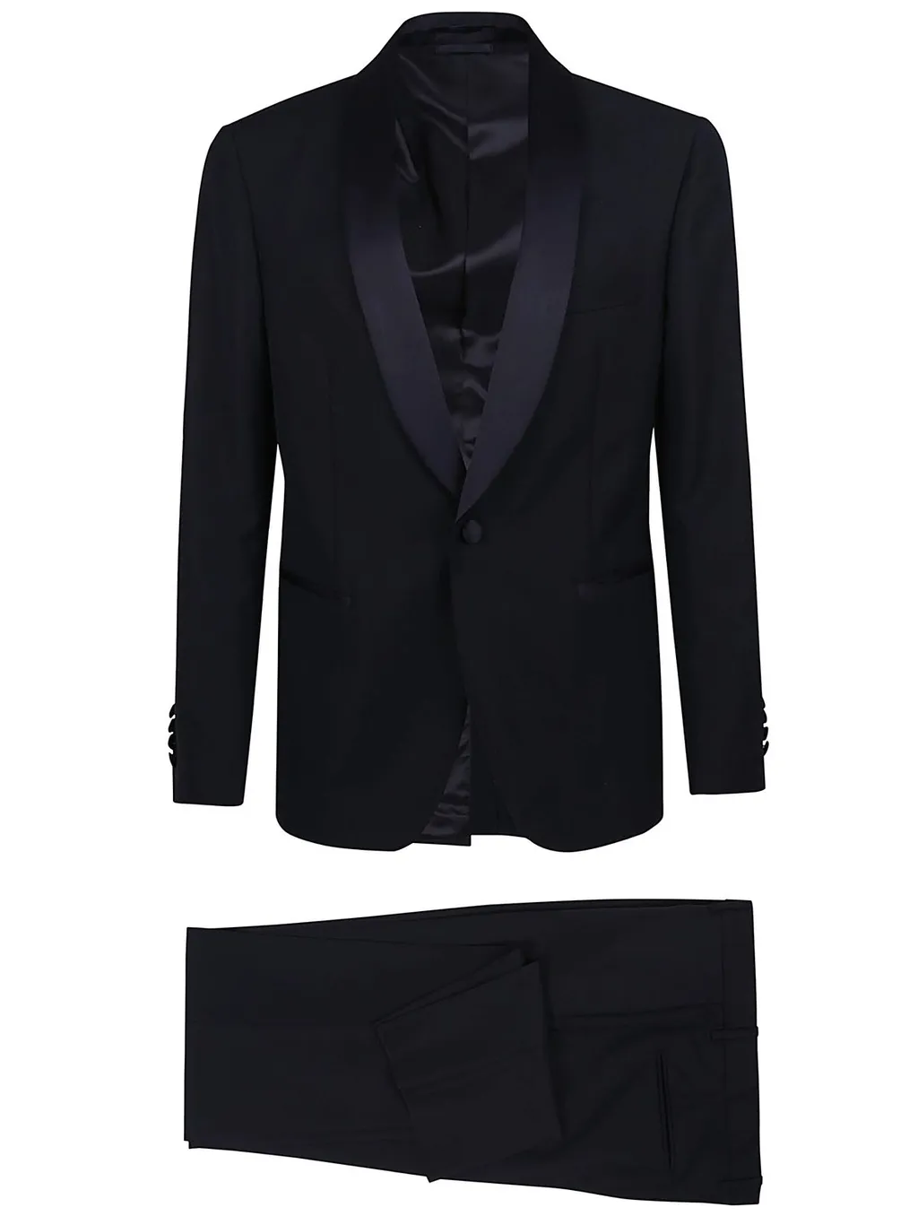Lardini Single-Breasted Satin-Trim Suit