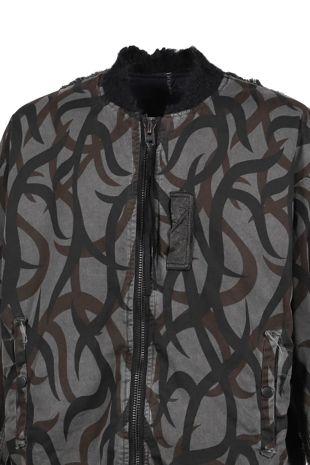 Slash Seam Tribal Camouflage Flight Jacket / Blk