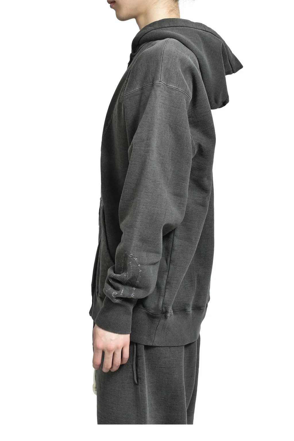 Hand Embroidery Hoodie / Blk. Sil Deco