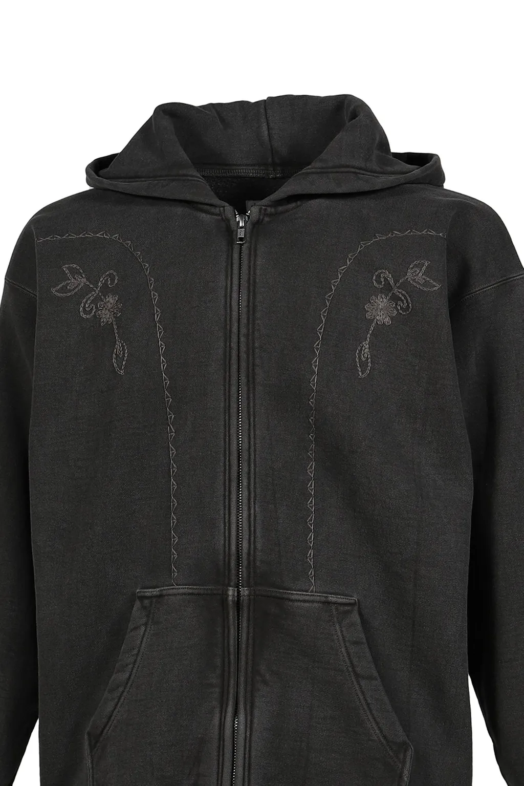 Hand Embroidery Hoodie / Blk. Sil Deco